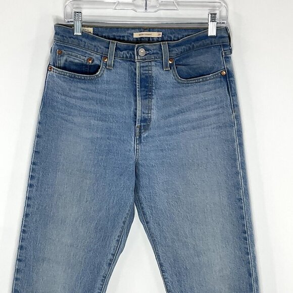 Levis Jeans Women‎ 29 Wedgie Straight Blue Raw Hem Premium Denim - Picture 4 of 14